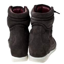 Pre Owned Marc by Marc Jacobs Grey Suede Wedge Lace Up Sneakers Size 36