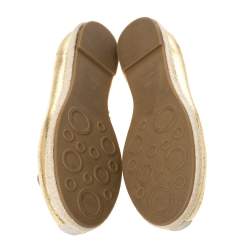 مملوكة مسبقًا Marc by Marc Jacobs Gold Textured Leather Mouse Espadrille Flats Size 38.5