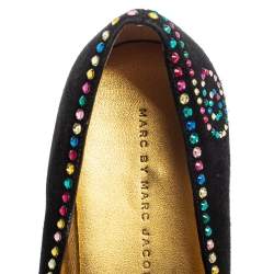 Pre Owned حذاء باليرينا فلات مارك باي مارك جاكوبس سويدي مزخرف كريستال مقاس 40.5