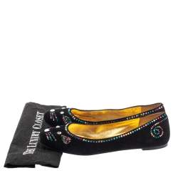 Pre Owned حذاء باليرينا فلات مارك باي مارك جاكوبس سويدي مزخرف كريستال مقاس 40.5