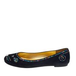 مملوكة مسبقًا Marc by Marc Jacobs Black Suede Crystal Embellshed Ballet Flats Size 39