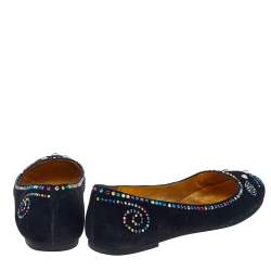 مملوكة مسبقًا Marc by Marc Jacobs Black Suede Crystal Embellshed Ballet Flats Size 39