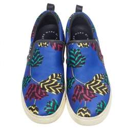 Pre Owned Marc by Marc Jacobs Multicolor Flower Print Fabric And Leather Slip On Sneakers Size 38