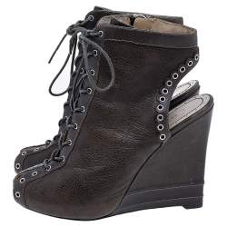 Marc by Marc Jacobs Brown Leather Wedge Booties Size 36