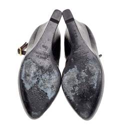 مملوكة مسبقًا Marc by Marc Jacobs Black Leather Embellished Wedge Ankle Strap Pumps Size 38.5