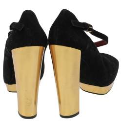 Marc by Marc Jacobs Black Suede Platform Block Heel Pumps Size 38.5