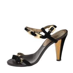 Marc by Marc Jacobs Black Velvet Bow Open Toe Sandals Size 38