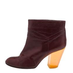 مملوكة مسبقًا Marc by Marc Jacobs Burgundy Leather Ankle Length Boots Size 38