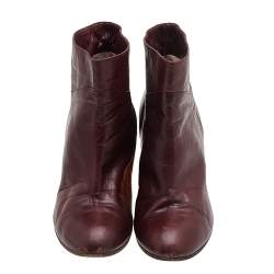 مملوكة مسبقًا Marc by Marc Jacobs Burgundy Leather Ankle Length Boots Size 38