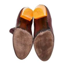 مملوكة مسبقًا Marc by Marc Jacobs Burgundy Leather Ankle Length Boots Size 38