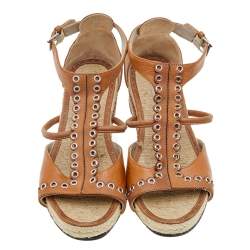 Pre Owned صندل مارك باي مارك جاكوبس إسبادريل جلد بني فاتح نعل روكي مقاس 39