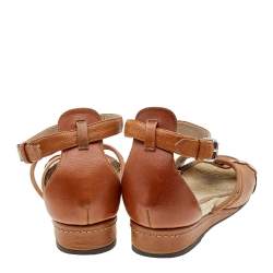 Pre Owned صندل مارك باي مارك جاكوبس إسبادريل جلد بني فاتح نعل روكي مقاس 39