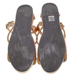 Pre Owned صندل مارك باي مارك جاكوبس إسبادريل جلد بني فاتح نعل روكي مقاس 39