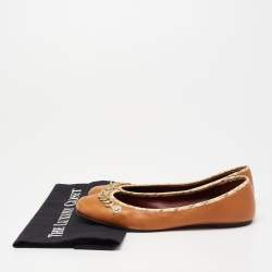 Marc by Marc Jacobs Tan Leather Chain Detail Ballet Flats Size 38.5