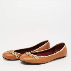 Marc by Marc Jacobs Tan Leather Chain Detail Ballet Flats Size 38.5