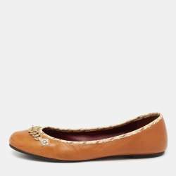 Marc by Marc Jacobs Tan Leather Chain Detail Ballet Flats Size 38.5