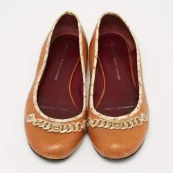 Marc by Marc Jacobs Tan Leather Chain Detail Ballet Flats Size 38.5