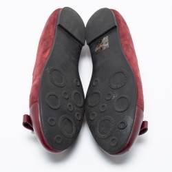 Pre Owned Marc By Marc Jacobs Burgundy Leather And Suede Ballet Flats Size 35.5