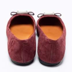 Pre Owned Marc By Marc Jacobs Burgundy Leather And Suede Ballet Flats Size 35.5