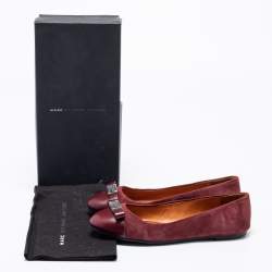 Pre Owned Marc By Marc Jacobs Burgundy Leather And Suede Ballet Flats Size 35.5