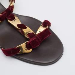مملوكة مسبقًا Marc by Marc Jacobs Burgundy Velvet Bow Block Heel Slide Sandals Size 39.5
