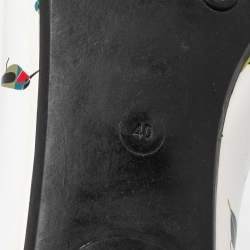 Pre Owned Marc by Marc Jacobs White/Multicolor Bird Printed Leather Ballet Flats Size 40