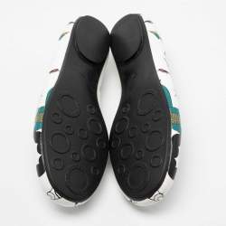 Pre Owned Marc by Marc Jacobs White/Multicolor Bird Printed Leather Ballet Flats Size 40