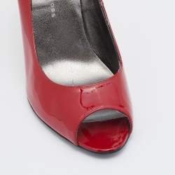Pre Owned Marc by Marc Jacobs Red Patent Leather Peep Toe Pumps Size 39