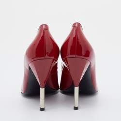 Pre Owned Marc by Marc Jacobs Red Patent Leather Peep Toe Pumps Size 39