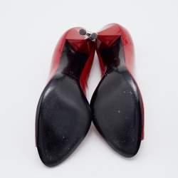 Pre Owned Marc by Marc Jacobs Red Patent Leather Peep Toe Pumps Size 39