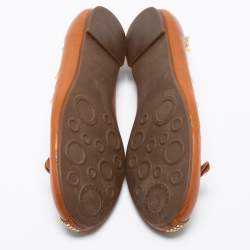 Pre Owned Marc by Marc Jacobs Brown Leather Spike Mouse Ballet Flats Size 41