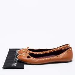 Pre Owned Marc by Marc Jacobs Brown Leather Spike Mouse Ballet Flats Size 41