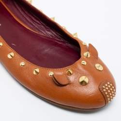 Pre Owned Marc by Marc Jacobs Brown Leather Spike Mouse Ballet Flats Size 41