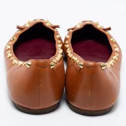 Pre Owned Marc by Marc Jacobs Brown Leather Spike Mouse Ballet Flats Size 41