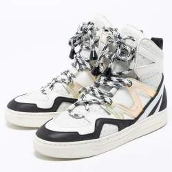 Pre Owned Marc by Marc Jacobs Multicolor Leather And Mesh High Top Sneakers Size 36