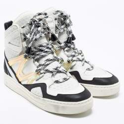 Pre Owned Marc by Marc Jacobs Multicolor Leather And Mesh High Top Sneakers Size 36