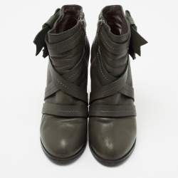 Pre Owned حذاء بوت للكاحل مارك باي مارك جاكوبس جلد أخضر داكن بسيور مقاس 40