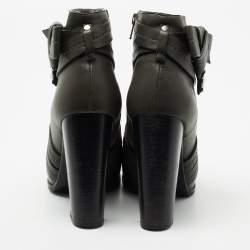 Pre Owned حذاء بوت للكاحل مارك باي مارك جاكوبس جلد أخضر داكن بسيور مقاس 40