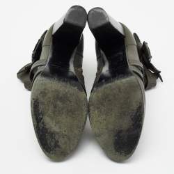 Pre Owned حذاء بوت للكاحل مارك باي مارك جاكوبس جلد أخضر داكن بسيور مقاس 40