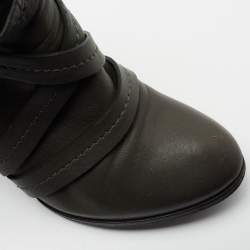 Pre Owned حذاء بوت للكاحل مارك باي مارك جاكوبس جلد أخضر داكن بسيور مقاس 40