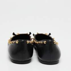 Pre Owned Marc by Marc Jacobs Black Leather Spike Mouse Ballet Flats Size 37.5