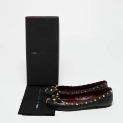 Pre Owned Marc by Marc Jacobs Black Leather Spike Mouse Ballet Flats Size 37.5
