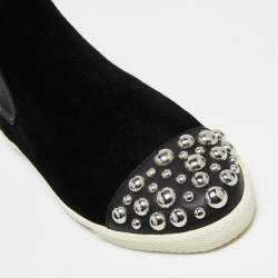 Pre Owned Marc by Marc Jacobs Black Suede Graham Studded High Top Sneakers Size 38
