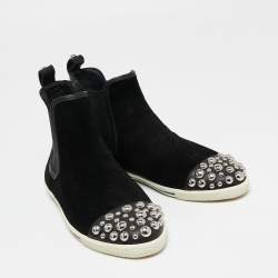 Pre Owned Marc by Marc Jacobs Black Suede Graham Studded High Top Sneakers Size 38