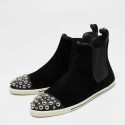 Pre Owned Marc by Marc Jacobs Black Suede Graham Studded High Top Sneakers Size 38