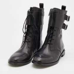 مملوكة مسبقًا Marc by Marc Jacobs Black Leather Lace Up Ankle Length Boots Size 38