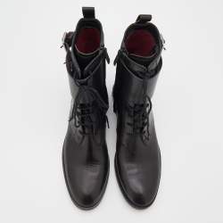 مملوكة مسبقًا Marc by Marc Jacobs Black Leather Lace Up Ankle Length Boots Size 38