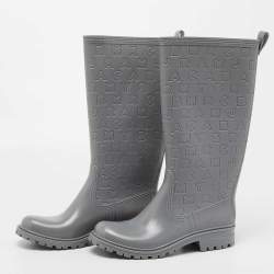 مملوكة مسبقًا Marc by Marc Jacobs Grey Rubber Alphabet Rain Boots Size 39