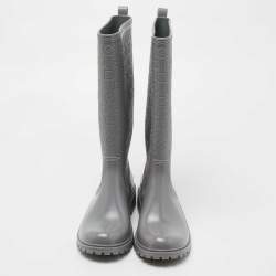 مملوكة مسبقًا Marc by Marc Jacobs Grey Rubber Alphabet Rain Boots Size 39
