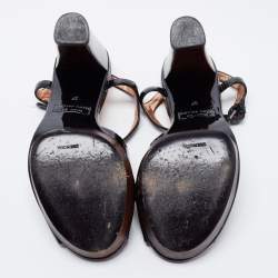 مملوكة مسبقًا Marc by Marc Jacobs Black Patent Leather Ankle Strap Platform Sandals Size 37